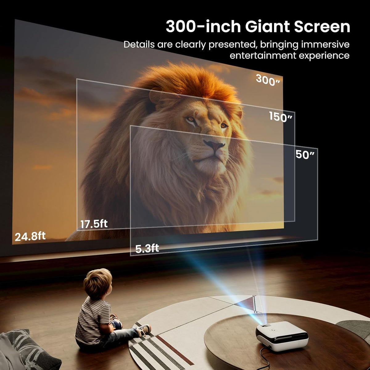 Official Licensed Google TV Smart Projector, HAPPRUN Projector 4k Support with Dolby Sound, Built-in Streaming Apps, Native 1080P, Wi-Fi & Bluetooth, Projecteur for Home Cinema,Gaming,Outdoor - PuriLite