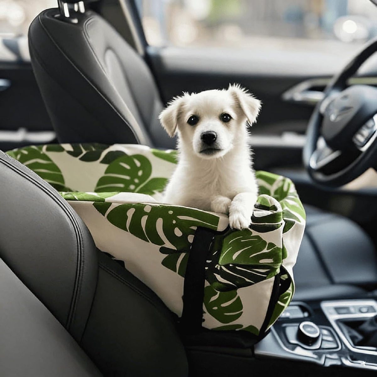 Console Dog Seat for Tesla Model 3 2017-2026, Pet Booster, Automotive Car Bed, Cat Soft-Sided Carrier, Portable Vehicle Travel Bag Green