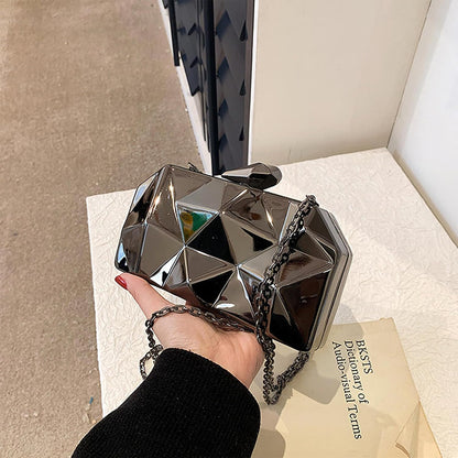 Clutch Purses for Women Lattice Pattern Metal Handbag Chain Geometric Evening Bag for Women - PuriLite