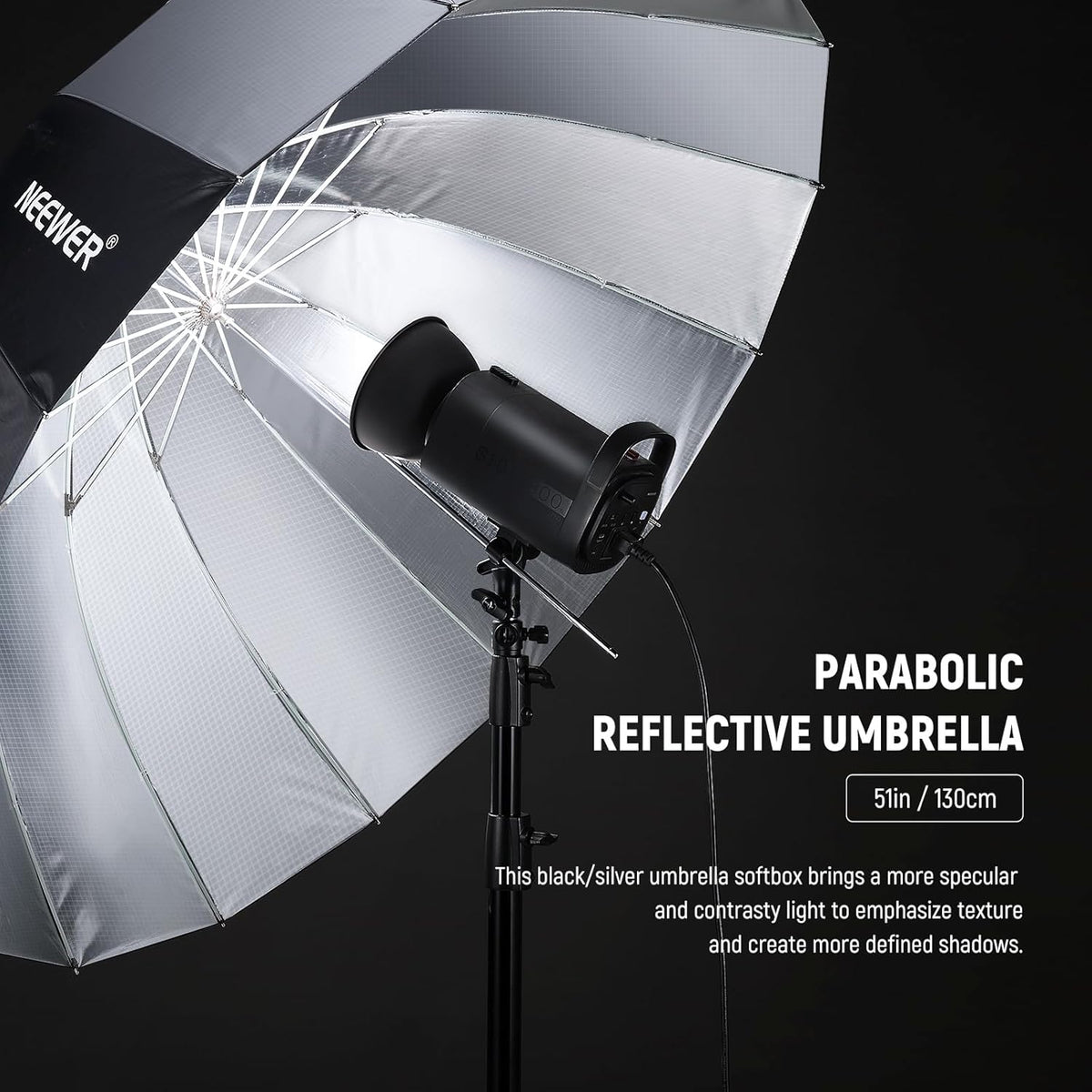 NEEWER 71"/180cm Parabolic Reflective Umbrella Photography with White Inner, Soft Lighting with Diffuser Cover, Bag, Quick Fold for Camera Photo Studio Video Light Shooting Monolight Flash, NS4U - PuriLite