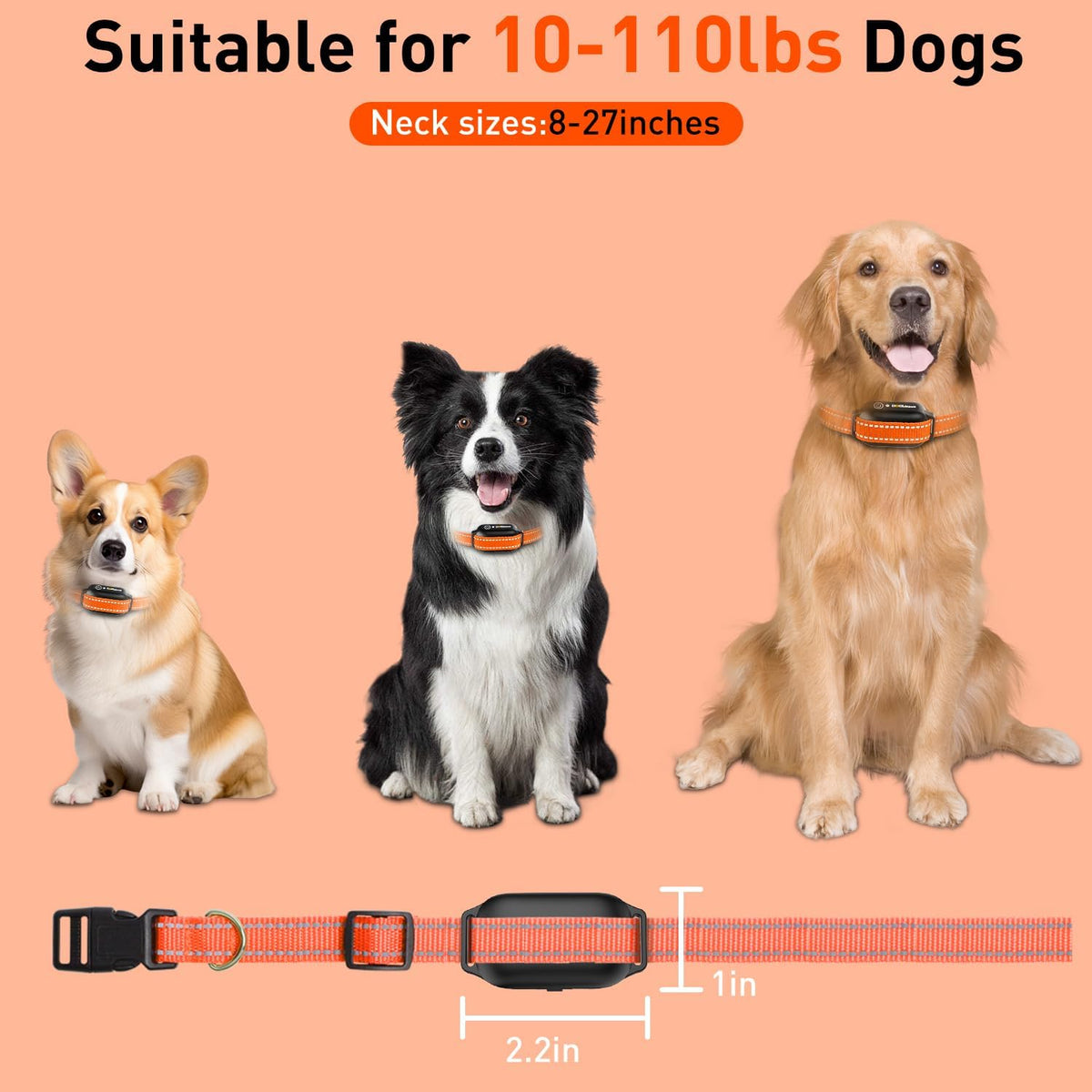 DOGLinsen No Shock Dog Training Collar with Remote 3300ft Range, Vibrating Dog Collar, Vibration Collar for Small Medium Large Dogs, 9 Style Tones and Vibration Collar - PuriLite