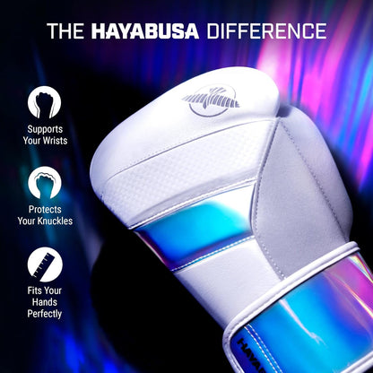 Hayabusa T3 Boxing Gloves for Men and Women Wrist and Knuckle Protection, Dual-X Hook and Loop Closure, Splinted Wrist Support, 5 Layer Foam Knuckle Padding - PuriLite
