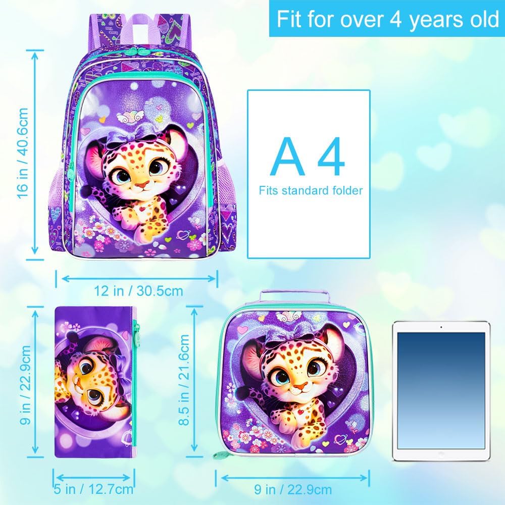 3pcs Backpack for Boys and Girls, 16” Kids Kindergarten Bookbag with Lunch Box, Cute Elementary Backpacks for Boy Girl - PuriLite