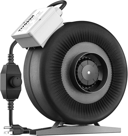 VIVOSUN Z6 6 Inch Inline Duct Fan, 440 CFM Ventilation Fan with Variable Speed Controller for Grow Tent, Indoor Garden Ventilation, Black - PuriLite