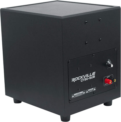 Rockville CT80 8" 50W 70V Commercial Subwoofer, Wall-Mount Bracket, Deep Bass, Wide Frequency, Durable Build, for Restaurants and Conference Rooms - PuriLite