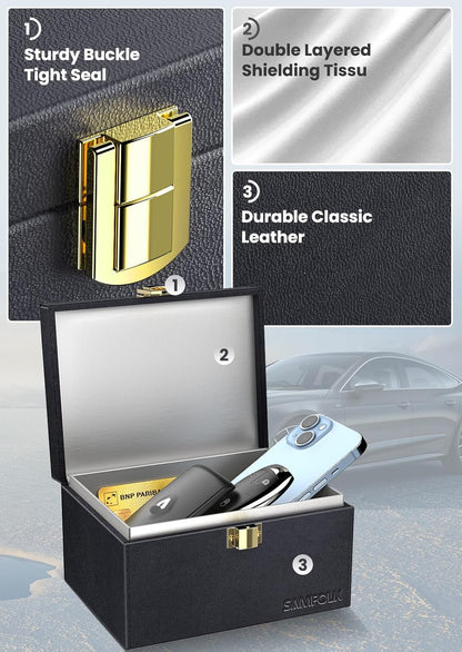 Samfolk Faraday Box with Faraday Pouchs, Faraday Box for Car Keys,RFID Key Fob Protector Anti-Theft Key Fob Box, Anti-Theft Cages for Car Keys, Phone and Credit Card - PuriLite