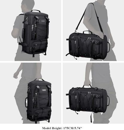 WITZMAN Travel Backpack for Men Large Carry on Backpack Convertible 3 in 1 Bags with Shoe Compartment Fit 17 Inch Laptop(B689 Black) - PuriLite