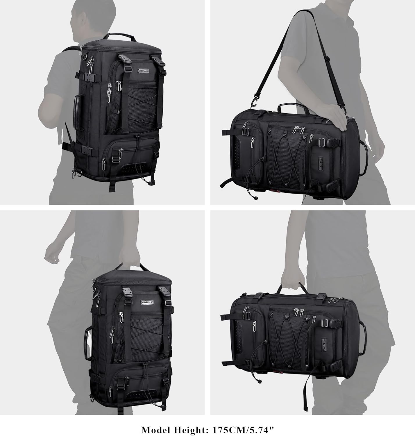 WITZMAN Travel Backpack for Men Large Carry on Backpack Convertible 3 in 1 Bags with Shoe Compartment Fit 17 Inch Laptop(B689 Silvery Grey) - PuriLite