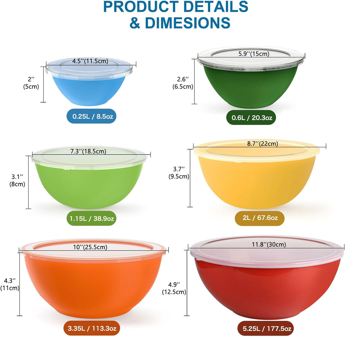 Purilite Select Plastic Mixing Bowl Set - PuriLite