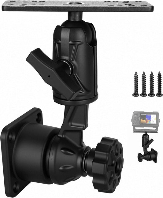 Velpaw Aluminium Vertically or Horizontally Fish Finder Swivel Arm Mount, 7.32" Arm Heavy Duty Chartplotters/Depth Finders Mount, Compatible with Garmin, Lowrance and More, for Boats/Kayaks - PuriLite