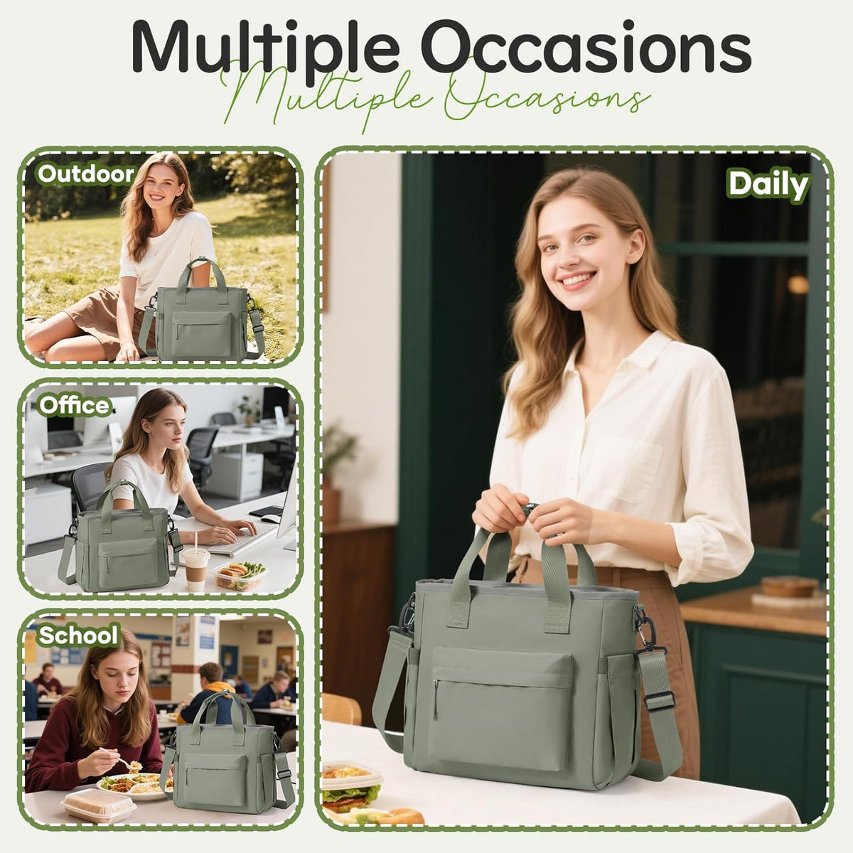 Lunch Bag Insulated Lunch Box Leakproof Lunch Tote Bags for Women Men,Portable Thermal Cooler Bag Lunch Containers with Shoulder Strap for Work, Family, Picnic, School, Outdoor,BBQ C2-Pinkpurple - PuriLite