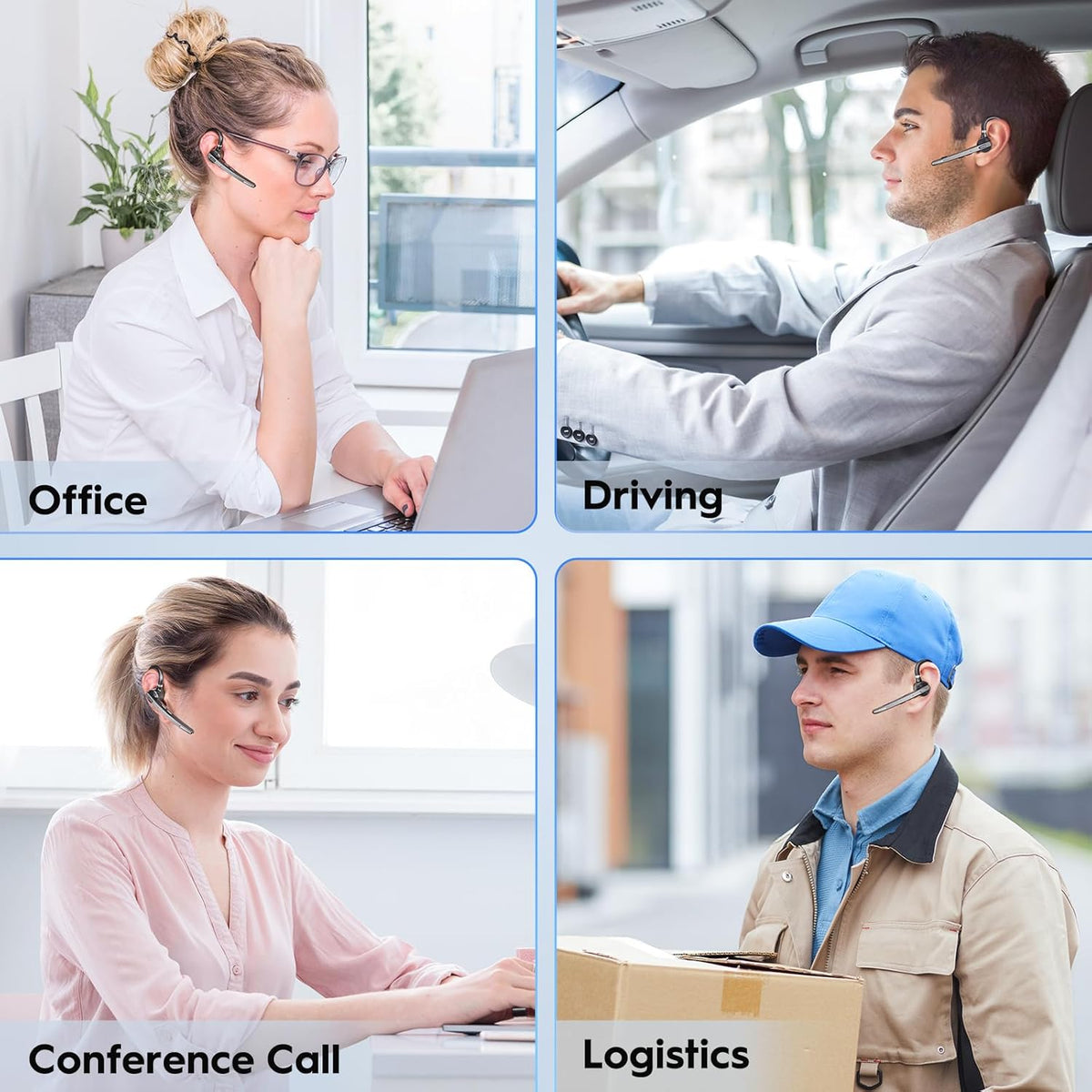 Bluetooth Headset V5.1, Wireless Headset with 500mAh Charging Case ENC Noise Cancelling Microphone, Bluetooth Earpiece 72H Talk Hands-Free Headphones for Cell Phone Office Business Driving (M51) - PuriLite