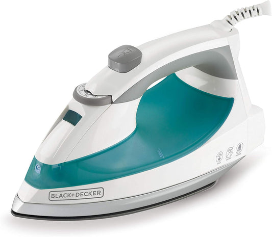 BLACK+DECKER Lightweight Steam Iron for Clothing, Smart Steam Techology, Anti-Drip, Teal, 1200W, IR0820C - PuriLite
