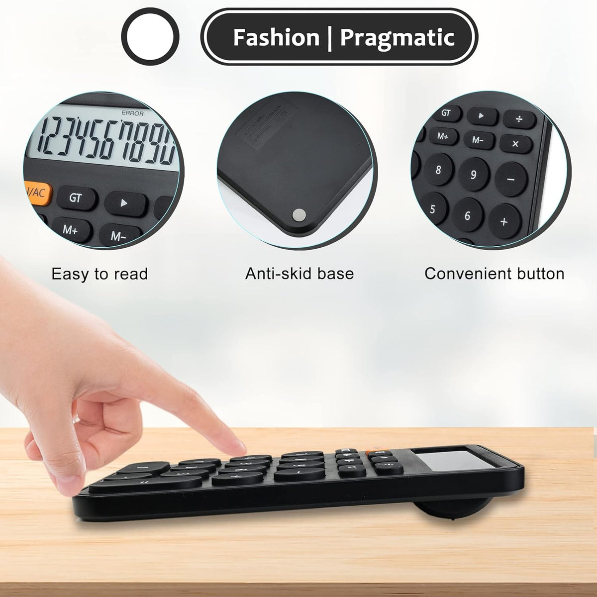 VEWINGL Mechanical Switch Calculator, 12 Digit Large LCD Display and Buttons, Great for Everyday Life and Basic Office Work, with Battery - PuriLite