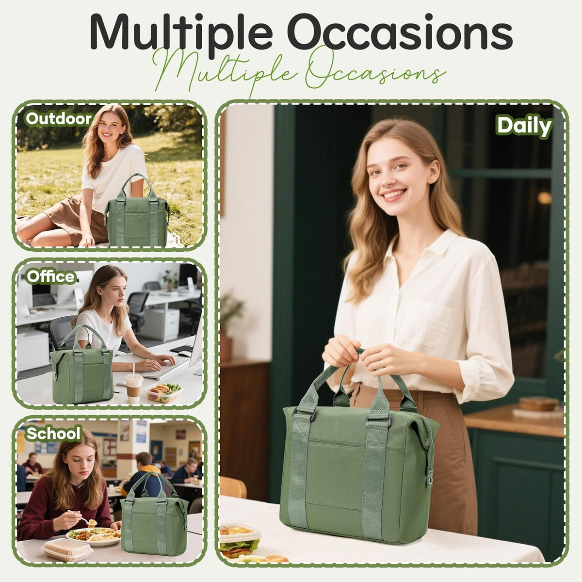 Lunch Bag Insulated Lunch Box Leakproof Lunch Tote Bags for Women Men,Portable Thermal Cooler Bag Lunch Containers with Shoulder Strap for Work, Family, Picnic, School, Outdoor,BBQ C2-Pinkpurple - PuriLite