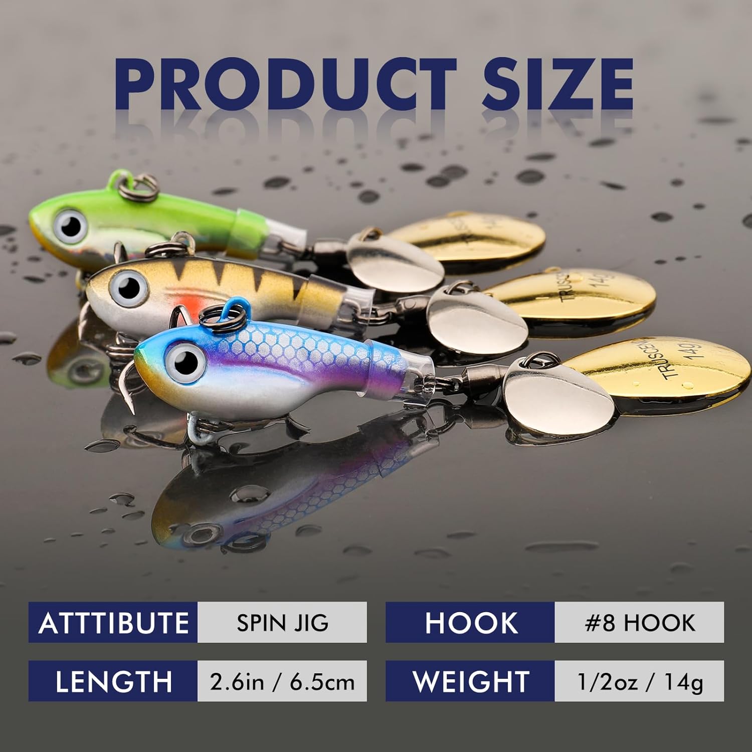 TRUSCEND Fishing Spinners with Unique Double Spoons, Nano-Plated Rooster Tail Fishing Lures with Copper Body & Blade, Great Action Blade Bait for Bass Trout Walleye, Freshwater Ice Fishing Jigs - PuriLite