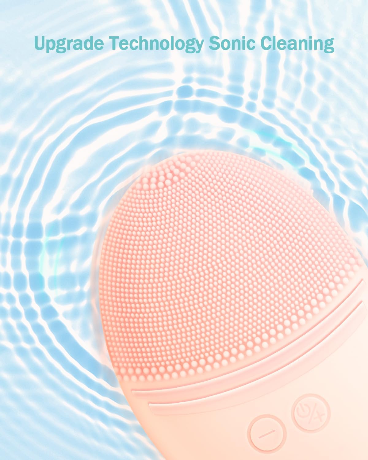 EZBASICS Sonic Facial Cleansing Brush Made with Ultra Hygienic Soft Silicone, Waterproof Sonic Vibrating Face Brush for Deep Cleansing, Gentle Exfoliating and Massaging, Inductive Charging Blue - PuriLite