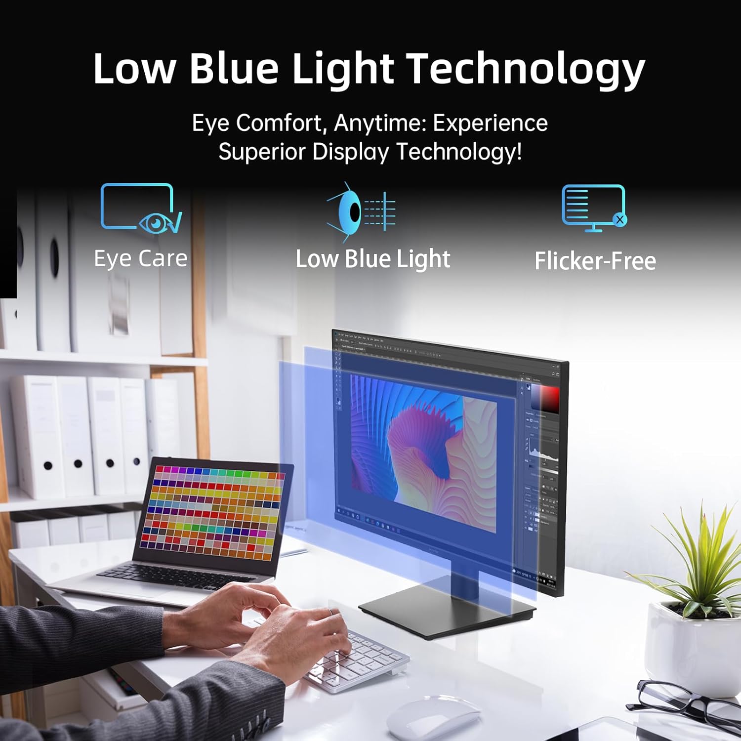 KTC 32 Inch 2K Computer Monitor, IPS 1440p Monitor with Ultra-Thin Bezels, HDR10, Freesync/G-sync, HDMI/DP Ports, Tilt Adjustable, Eyecare, Ideal for Business, Office, and Casual Gaming - PuriLite