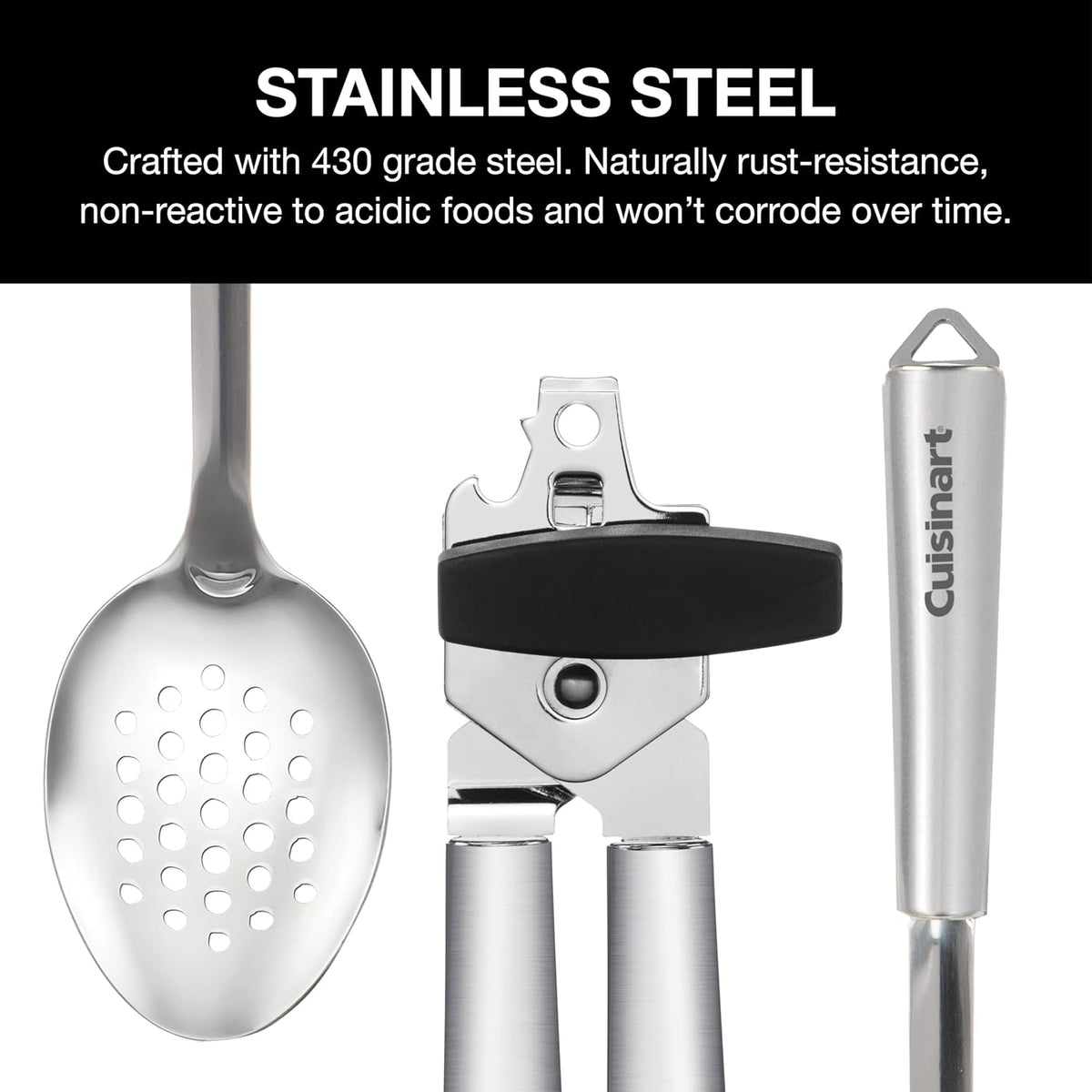 Cuisinart 6-Piece Stainless Steel Kitchen Utensils Set, Fusion Pro Collection (CTG-14-6PTC) - PuriLite