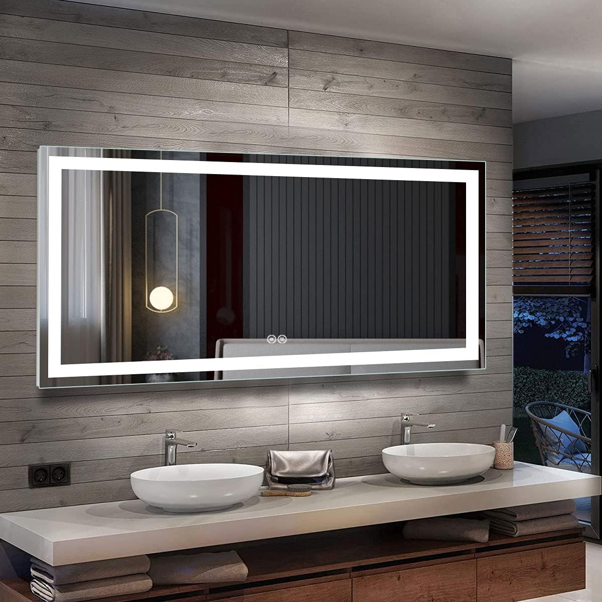 DP Home LED Lighted Bathroom Vanity Wall Mirror with Touch Button, Dimmable, Vertical & Horizontal Mount Mirrors 70 x 32 in E-N031-7032-TS Wall Mounted Makeup LED Vanity Mirror - PuriLite