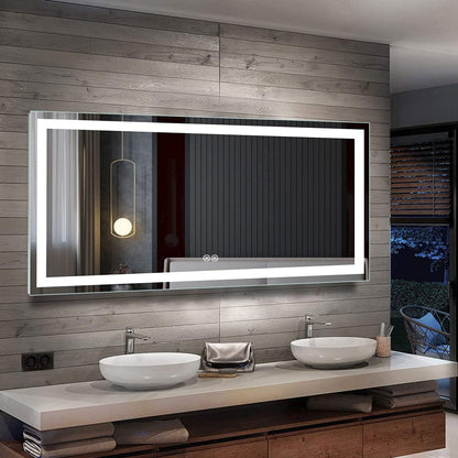 DP Home LED Lighted Bathroom Vanity Wall Mirror with Touch Button, Dimmable, Vertical & Horizontal Mount Mirrors 70 x 32 in E-N031-7032-TS Wall Mounted Makeup LED Vanity Mirror - PuriLite