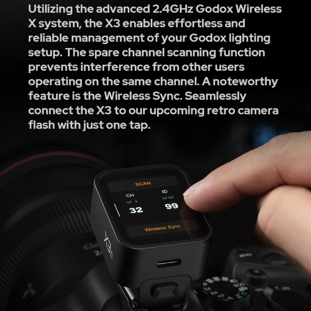 Godox X3-C X3C X3 C Touchscreen TTL Wireless Flash Trigger for Canon, 2.4GHz Wireless, High Speed Sync, OLED Screen Adjustable Brightness TTL Speedlight Transmitter for Canon EOS Cameras - PuriLite