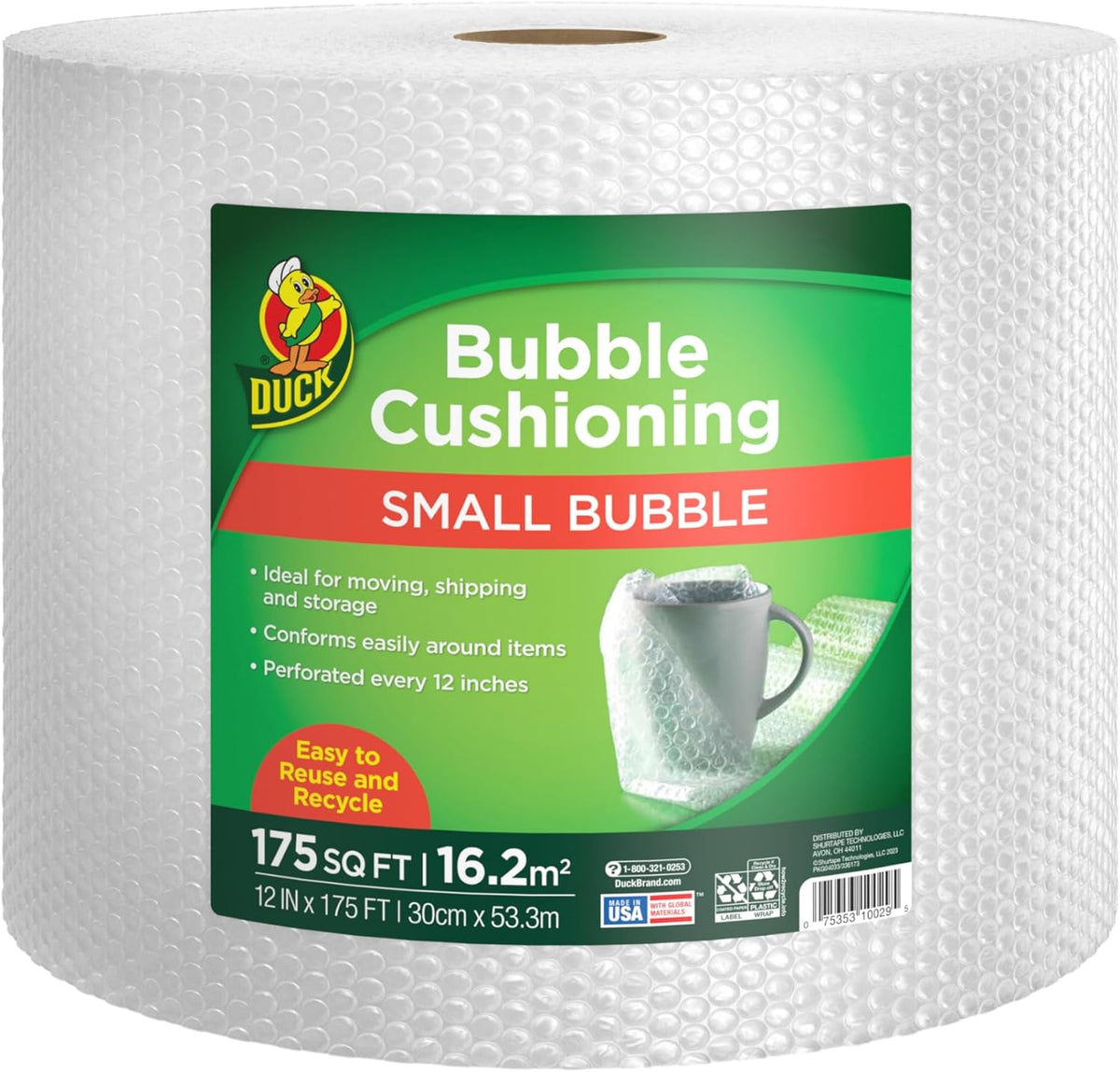 Bubble Wrap Roll, Original Bubble Cushioning, 12" x 175', Perforated Every 12", 1 Pack (12" x 175'), New - PuriLite