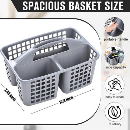 Plastic Shower Caddy Basket with Handle, 3 Compartment Portable Bathroom and Cleaning Supply Organizer, Dark Grey - PuriLite