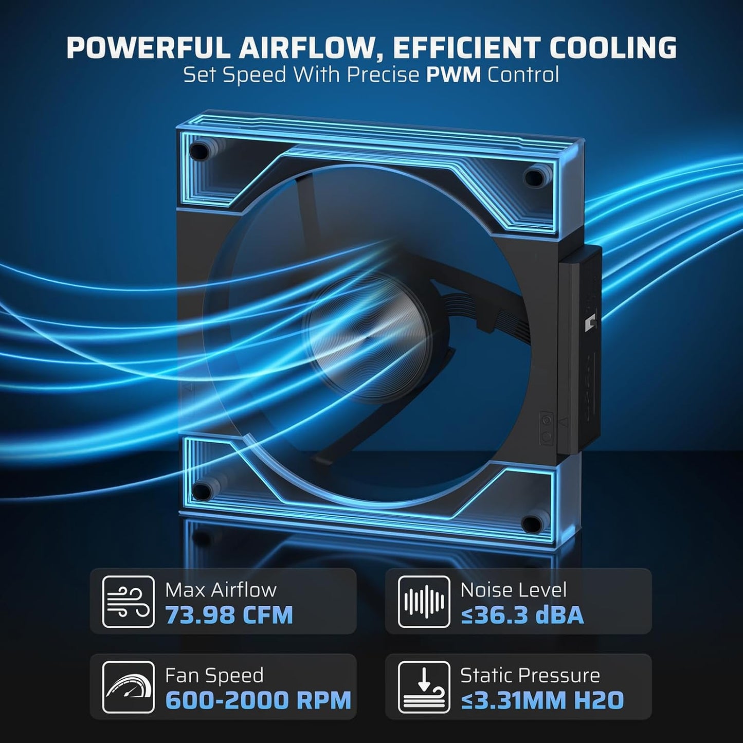 LTC CF-123D 120mm PC Case Fan, Daisy-Chain Connection, Infinity Mirror ARGB Lighting, Reversible Airflow 2000RPM Max, HDB Bearing PWM Computer Case Cooling Fan, Motherboard SYNC, 3 Pack, White - PuriLite