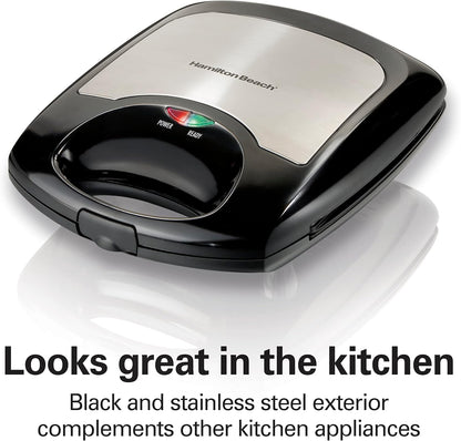 Hamilton Beach 4-Slice Non-Stick Belgian Waffle Maker with Indicator Lights, Compact Design, Black (26020) - PuriLite