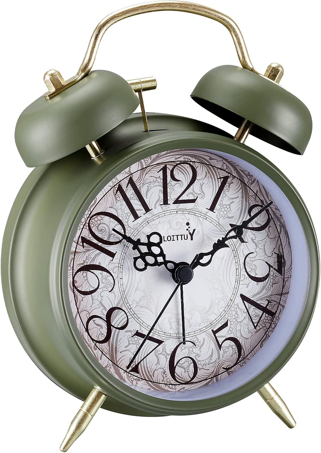 FLOITTUY Loud Alarm for Deep Sleepers 4'' Retro Twin Bell Alarm Clock with Backlight for Bedroom and Home Decoration(Retro White) - PuriLite