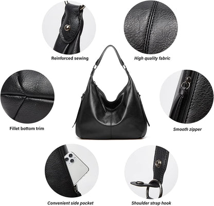 Ashioup Hobo Bags for Women Soft PU Leather Shoulder Bag Vintage Slouchy Handbag with Zipper - PuriLite