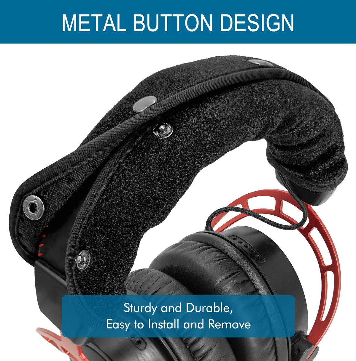 GEVO Replacement Headphone Headband Cover for HyperX Cloud & Alpha,Cloud 1/2/3/Pro,Cloud X/Core,Flight,Stinger Gaming Headset,Headband Cushion Easy Installation No Tool Needed-Velvet Black - PuriLite