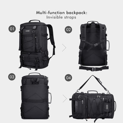 WITZMAN Travel Backpack for Men Large Carry on Backpack Convertible 3 in 1 Bags with Shoe Compartment Fit 17 Inch Laptop(B689 Silvery Grey) - PuriLite