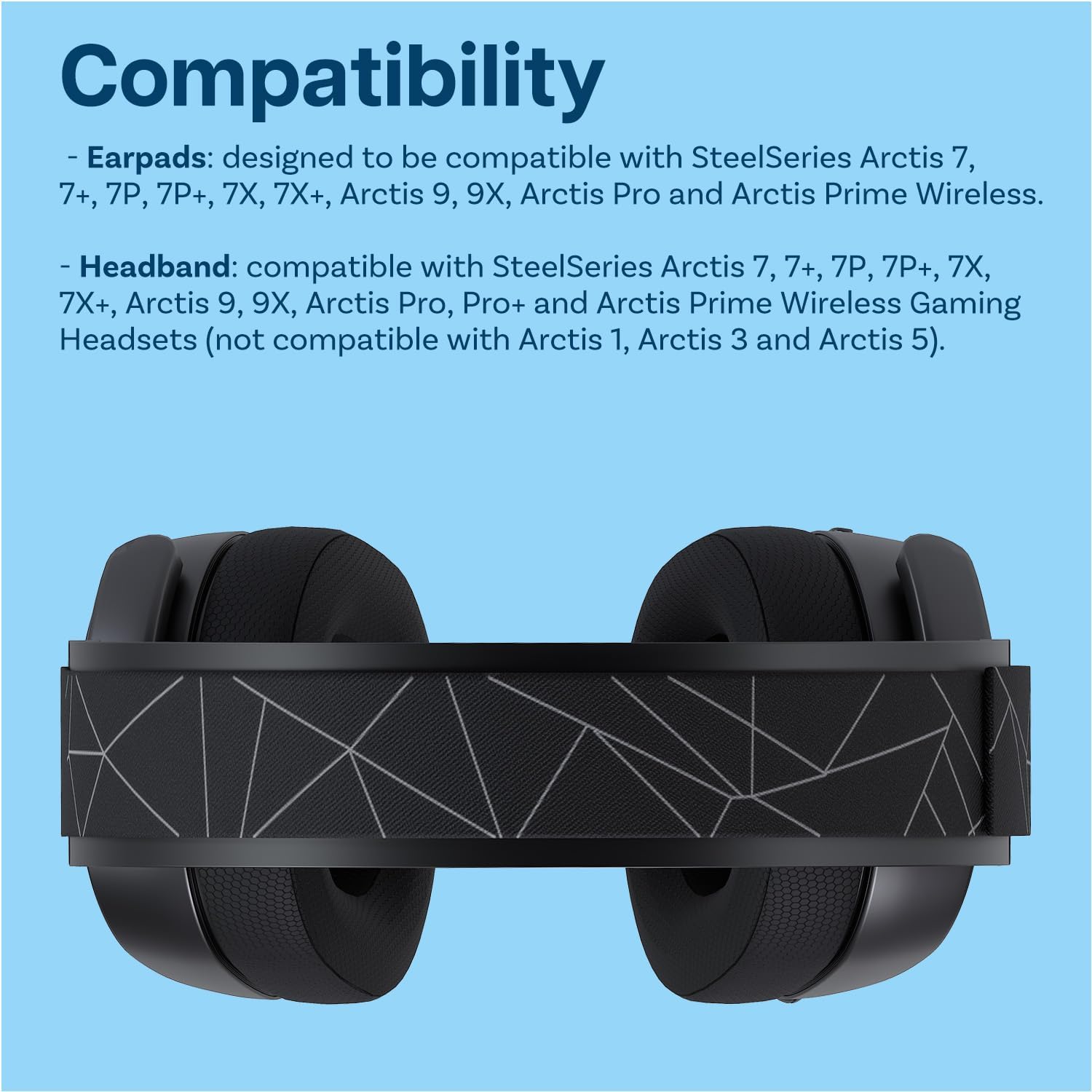 Ear Pads & Headband Replacement for SteelSeries Arctis 7/9 / Pro & Prime Wireless Gaming Headset etc. by MMOBIEL - Cooling Gel Ear Pad Cushions & Elastic Fabric Headband Top Pad Cushion - PuriLite