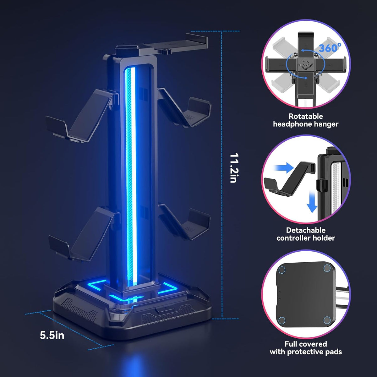 Purilite Select RGB Headphone &amp; Controller Stand - PuriLite