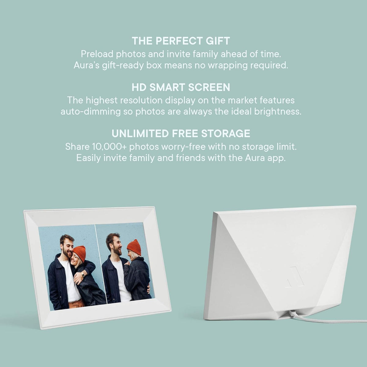 Aura Aspen 12" Digital Photo Frame - Black with Paper Mat - PuriLite
