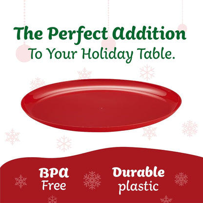 PLASTICPRO [30 Pack 10.7'' Christmass Green Plastic Party Plates Edge Collection Premium heavyweight Elegant Disposable Tableware Dishes - PuriLite