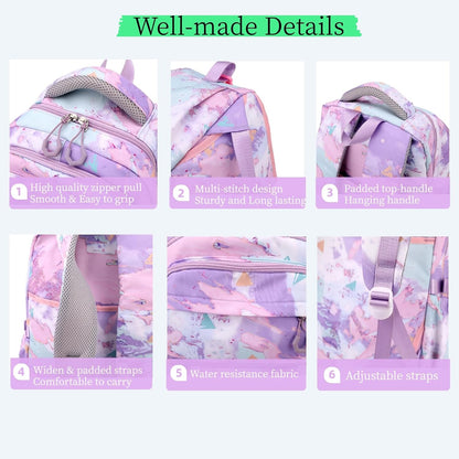 Backpack for Girls Kids Backpack Elementary School Backpack Boys Bookbag Schoolbag for Teen Boys - PuriLite