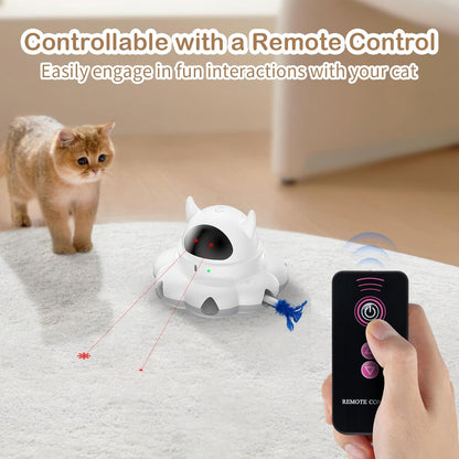 Cosicosy 2-in-1 Interactive Cat Toys for Indoor Cats, Automatic Cat Toy with 8 Holes Mice Whack A Mole Moving Feather, Smart Cat Toy (White) - PuriLite