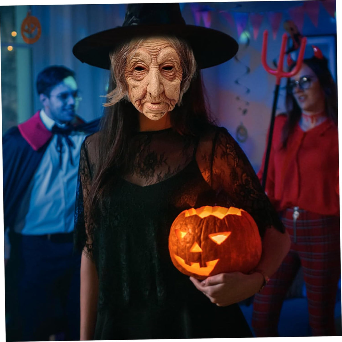 Old Lady Mask Realistic Latex Halloween Old Woman Mask with Short Hair Creepy Accessory for Halloween Costume Party. - PuriLite