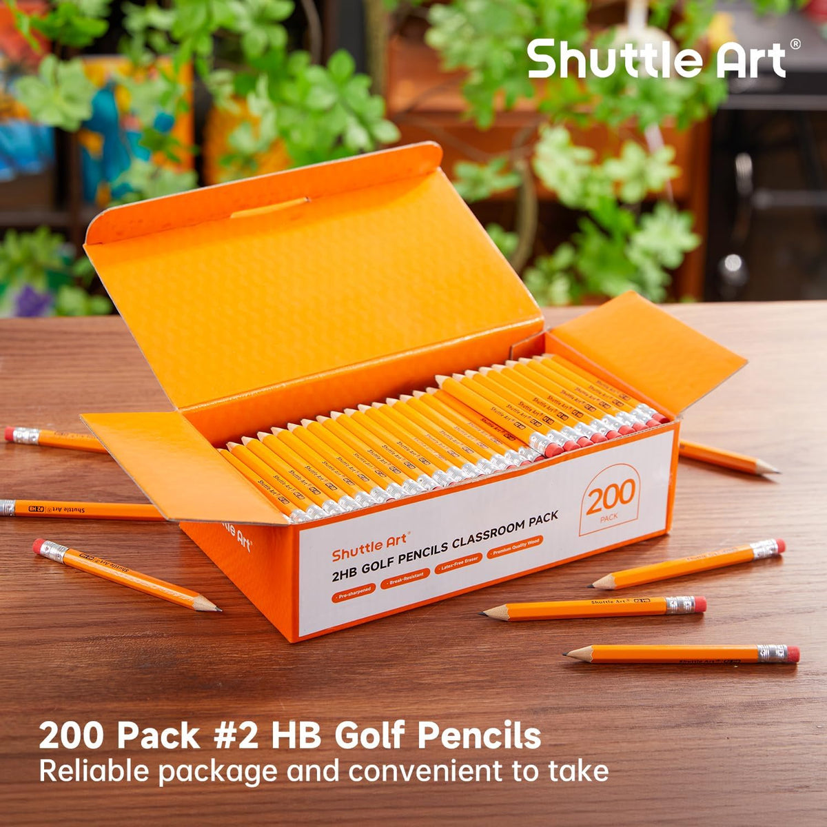 Shuttle Art 200 Pack Golf Pencils With Erasers, #2 HB Pencils Bulk, 3.5” Mini Pencil, Pre-Sharpened Small Pencil for Kids Teachers Classroom Games, Back to School Supplies