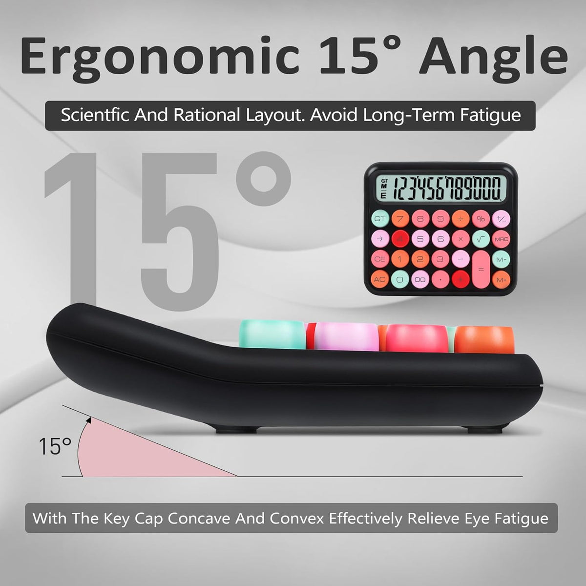 VEWINGL Mechanical Switch Calculator, 12 Digit Large LCD Display and Buttons, Great for Everyday Life and Basic Office Work, with Battery - PuriLite