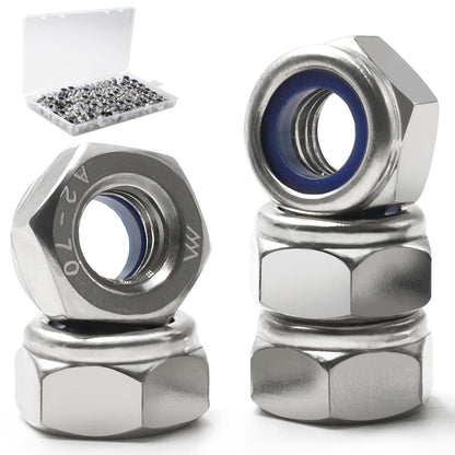 Vifmy 110 Pack 1/4"-20 Inch Lock Nuts,304 (A2-70) Stainless Steel Nylon Insert Locknuts,Standard Inch Thread Nylock Nuts for Bolts - PuriLite