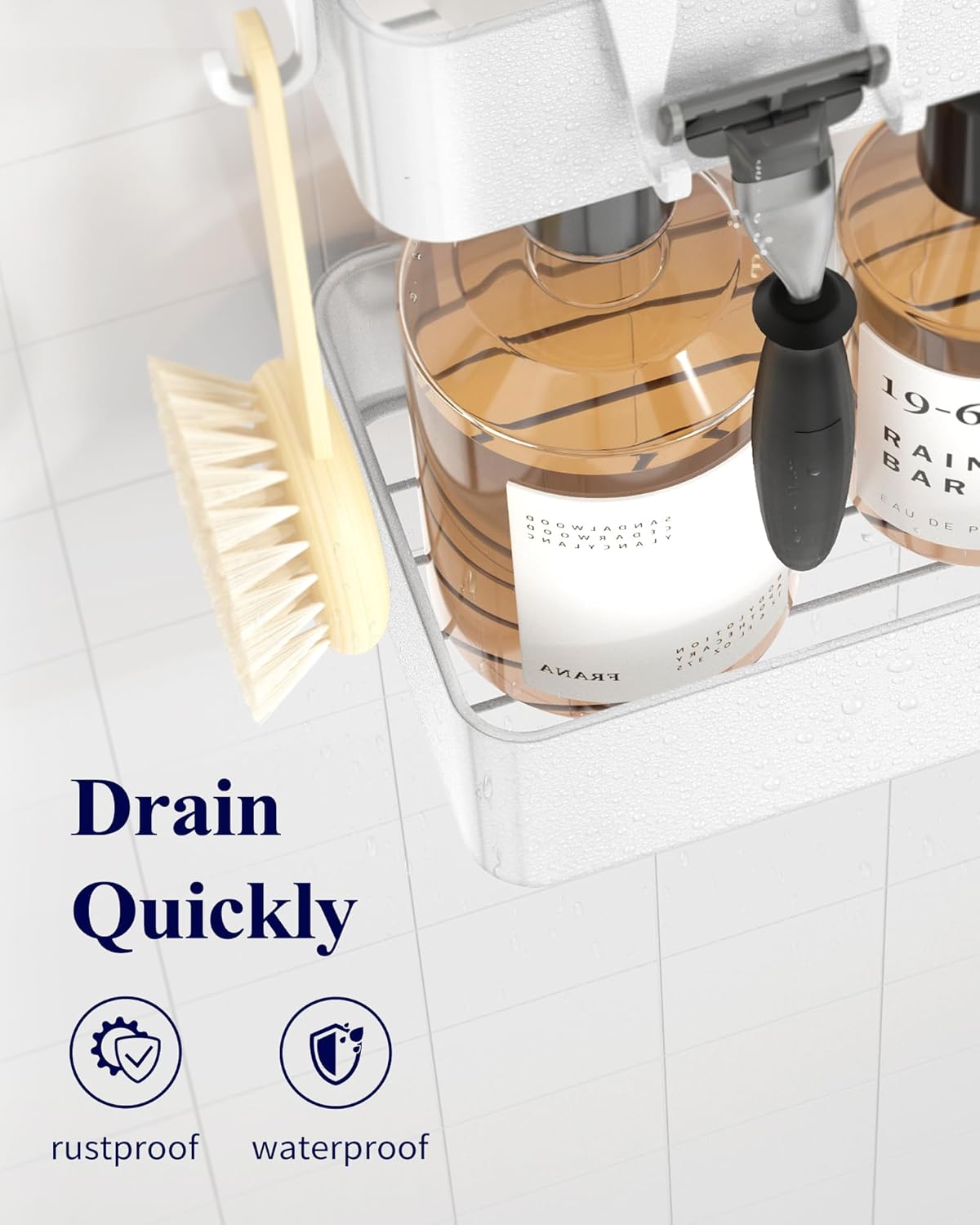 Kitsure Large Shower Caddy - 2 Pack Adhesive Shower Organizer, Drill-Free Shower Shelves for Inside Shower, Rustproof Bathroom Shelf Shower Shelf for Bathroom, Black - PuriLite