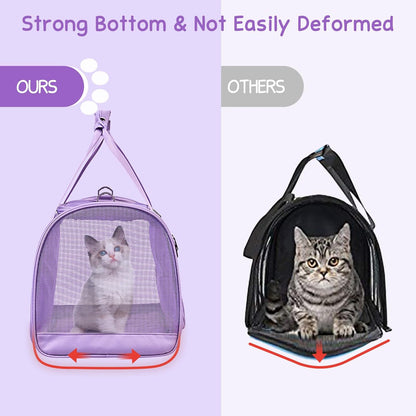 BurgeonNest Cat Carriers for Medium Cats Under 25 lbs, Pet Carrier for Cats with Unique Side Bag,Top Load Small Pet Carrier Soft-Sided Escape Proof with 4 Ventilated Windows - PuriLite