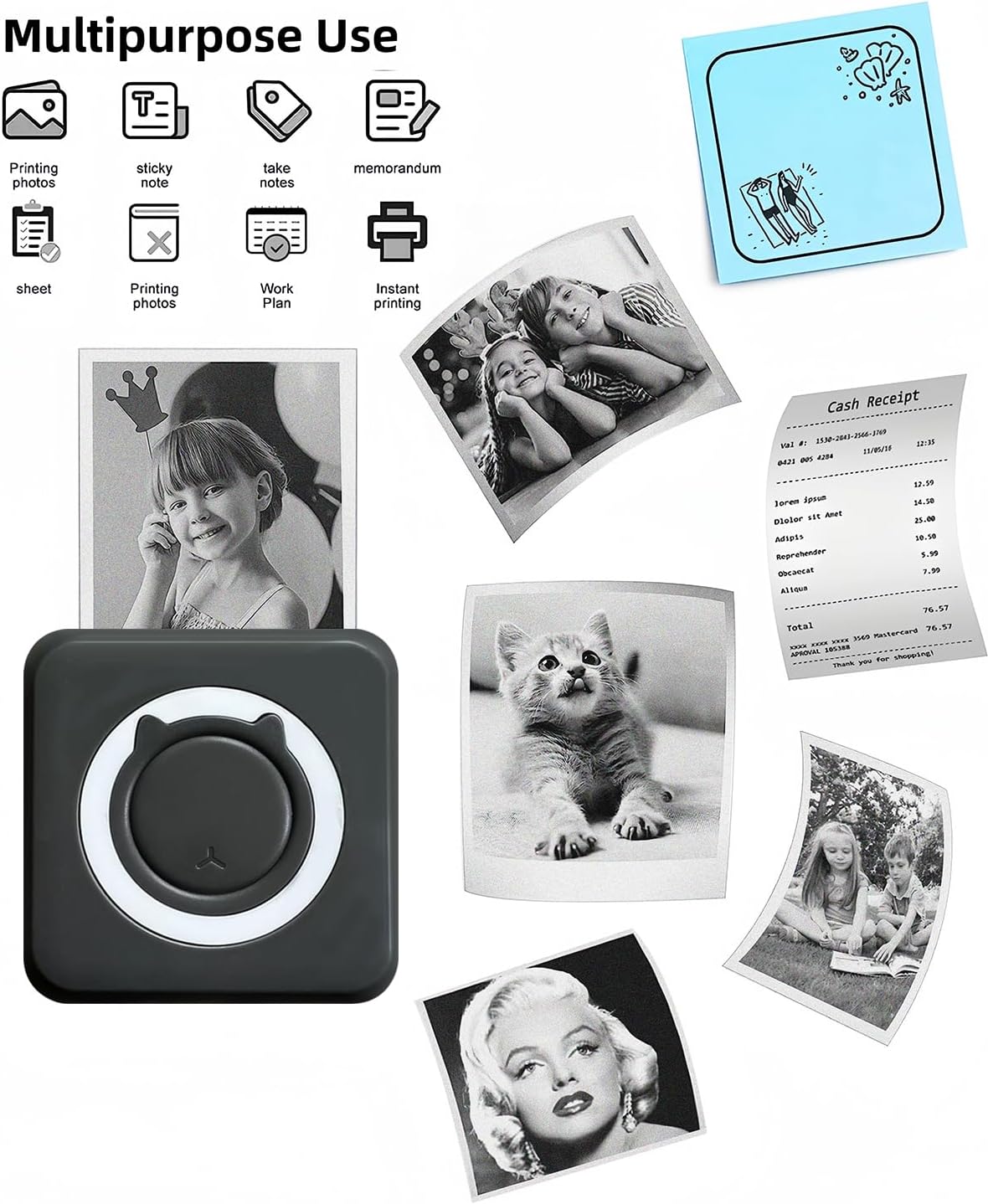 Label Maker - Mini Portable Sticker Printer with 13 Rolls Self-Adhesive Thermal Papers, Labeller Machine for Home Office Study Business Texts Journal, Blue - PuriLite