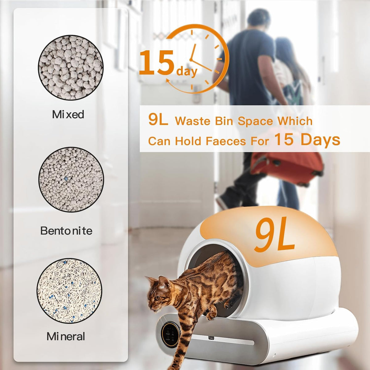 Upgraded Self-Cleaning Cat Litter Box - Automatic Smart for Multiple Cats, Never Scoop Again, Safety Protection, APP Control, Odorless, Health Check - PuriLite