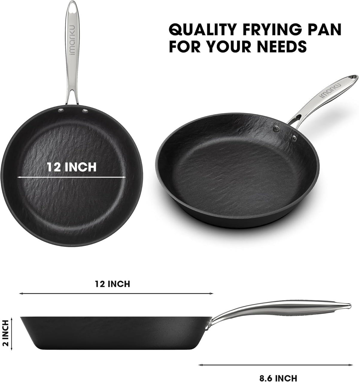 imarku Non Stick Frying Pans - 10 inch Frying Pan Nonstick Skillet, Egg Pan Omelette with Cool Stainless Steel Handle, Dishwasher Safe, Free of PFAS&PFOA, Easy Cleanup, Gifts for Men and Women - PuriLite