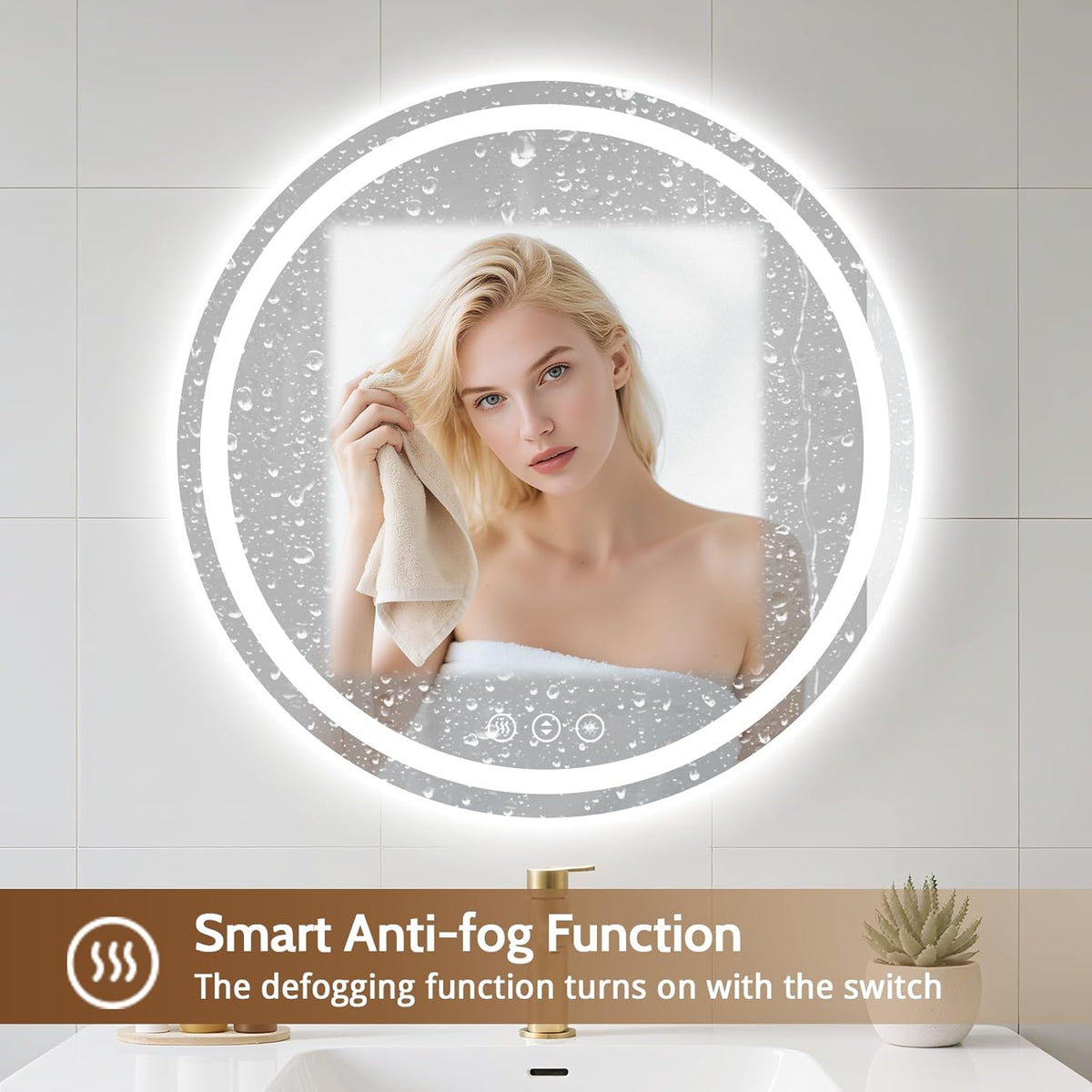 Lmsedf 24" x 32"Rectangle LED Bathroom Mirror with Lights, Backlit & Front Lighted, Wall-Mounted Vanity Mirror 3000K/4000K/6000K, Memory Functions, Anti-Fog, Dimmable Smart Mirror - PuriLite